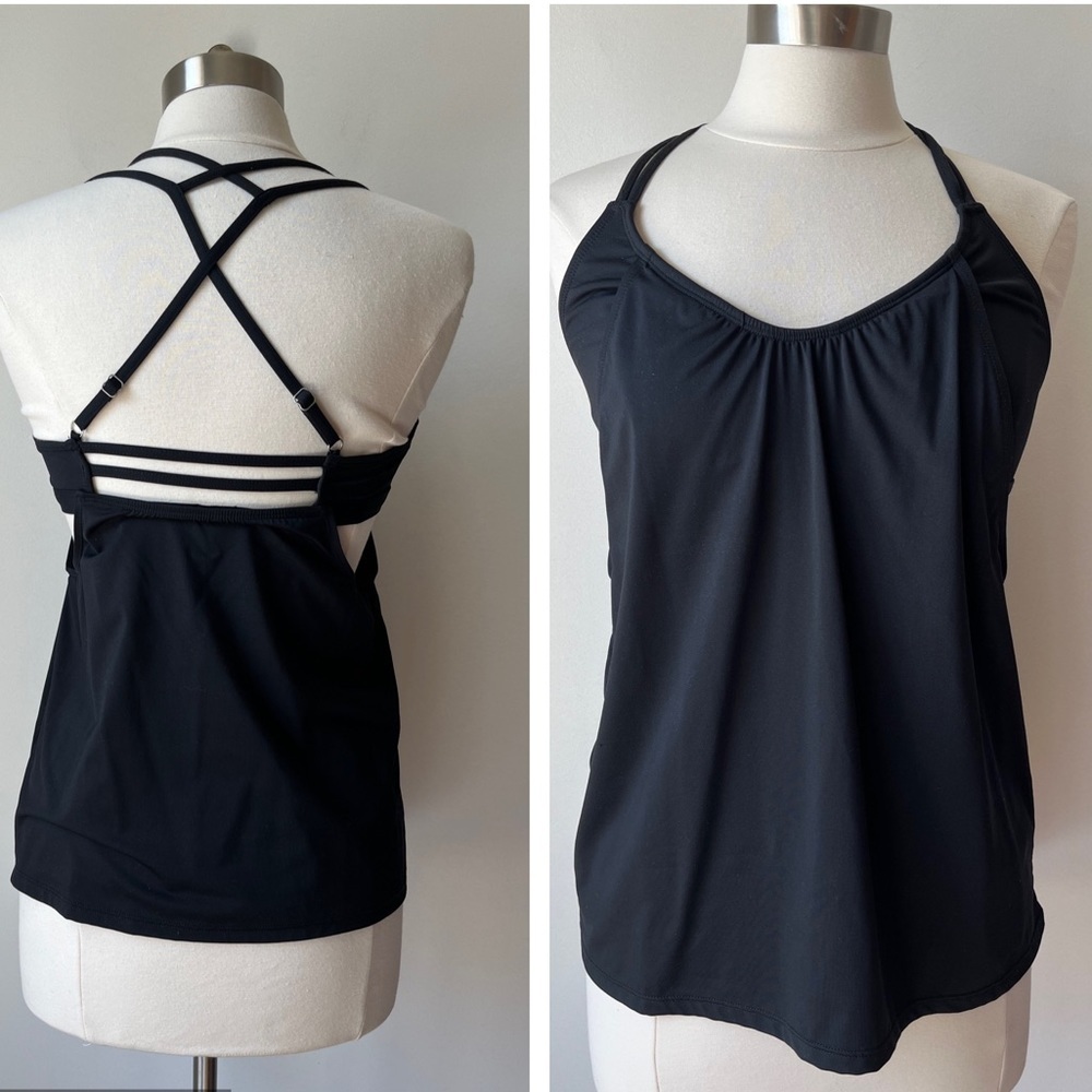 Athleta Womens Tank Top With Built In Bra Top Black Medium EUC